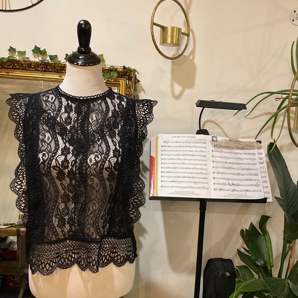 Zara Structured Lace top in Black - Picture 2 of 8